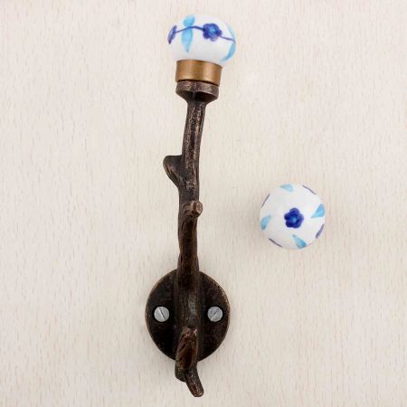 Turquoise Blue Leaf Tree Hook-EHG-77